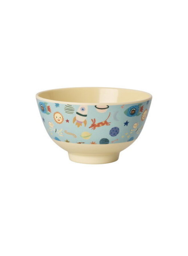 Kleine melamine kom - Zacht blauw dogs in space