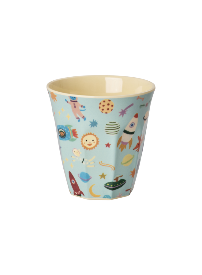 rice - Medium melamine beker - Zacht blauw dogs in space