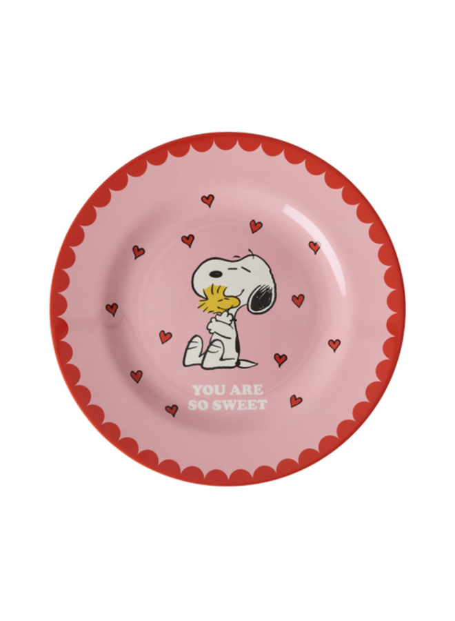 Melamine bord - Roze Snoopy print