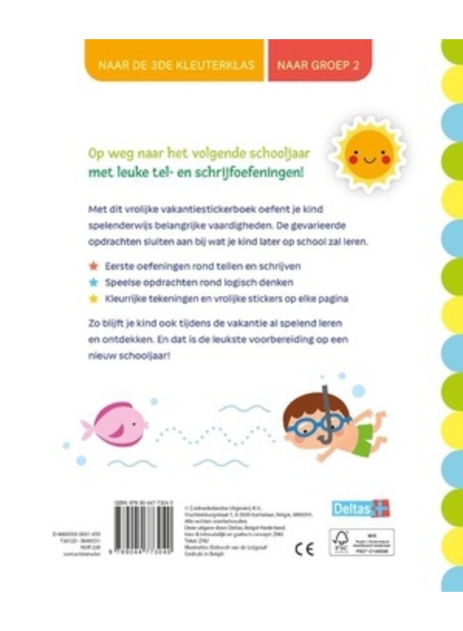 Deltas - Vakantie oefenboek met stickers - Naar groep 2