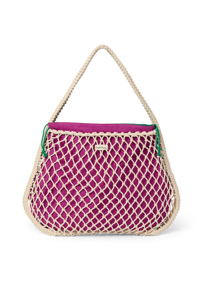Macramé mom bag natural - Purple/Green