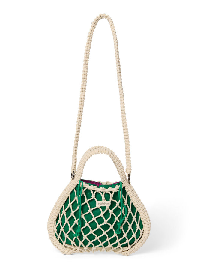 Studio Noos - Macramé mini hand bag natural - Purple/Green