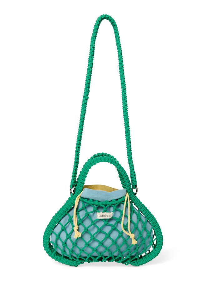 Studio Noos - Macramé mini hand bag green - Blue/Yellow
