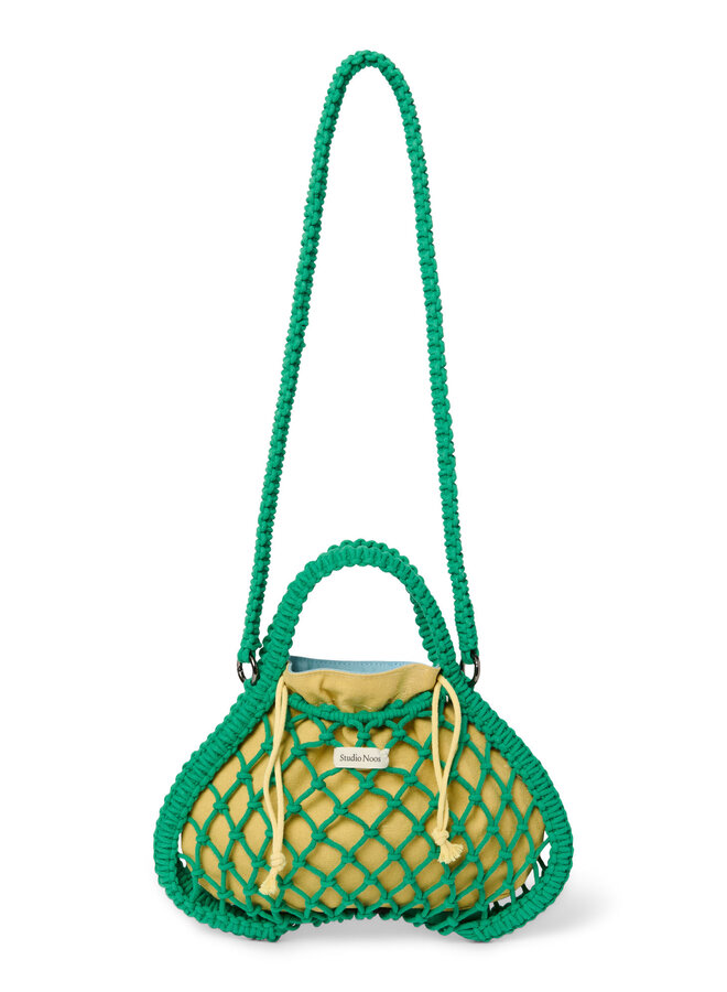 Studio Noos - Macramé mini hand bag green - Blue/Yellow