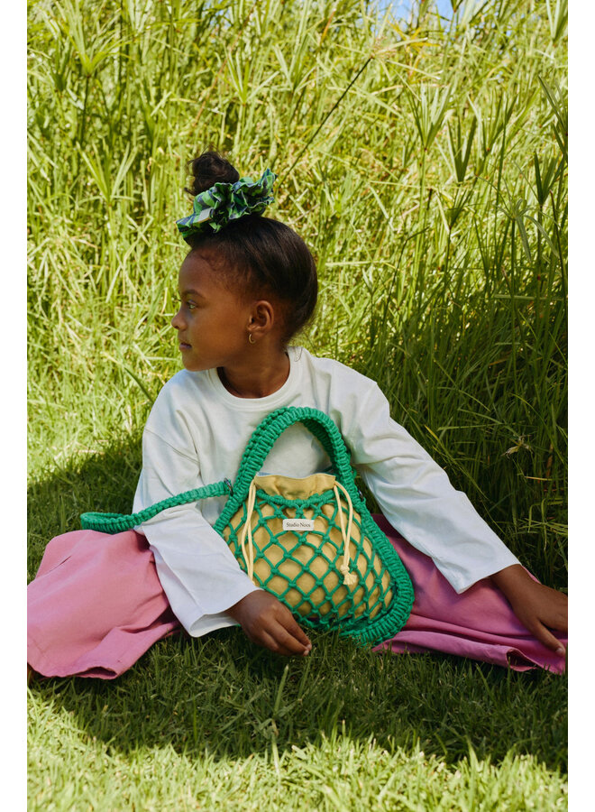 Studio Noos - Macramé mini hand bag green - Blue/Yellow