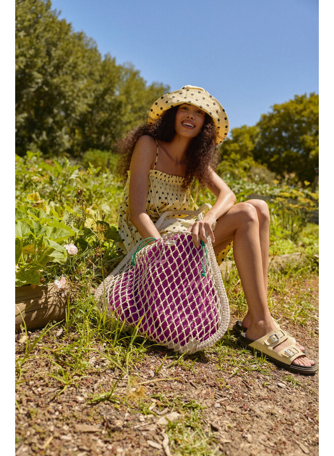Studio Noos - Macramé mom bag natural - Purple/Green