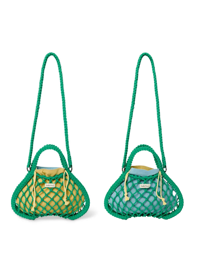 Macramé mini hand bag green - Blue/Yellow