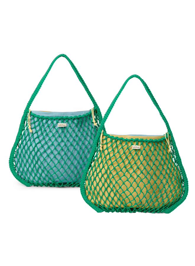 Macramé mom bag green - Blue/Yellow