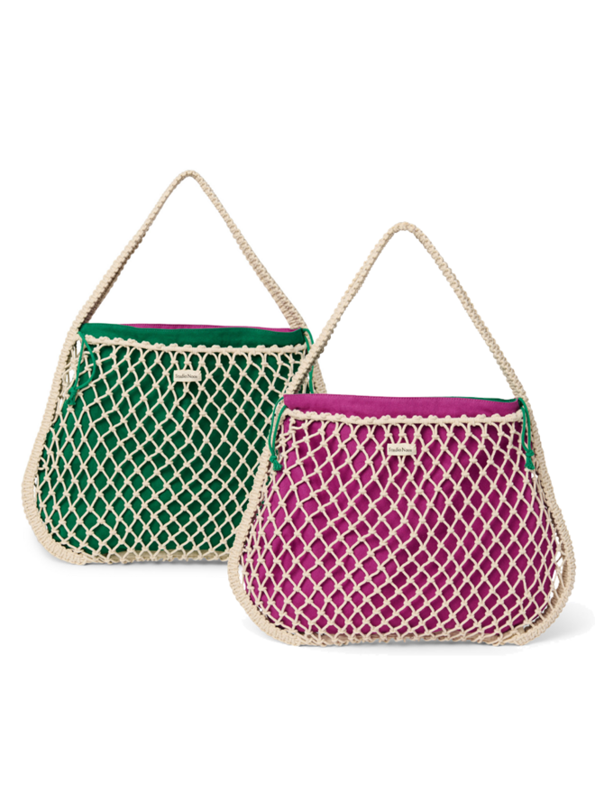 Macramé mom bag natural - Purple/Green