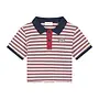 Charlie Petite - Pam cropped polo t-shirt - Stripes bordeaux/navy/ecru