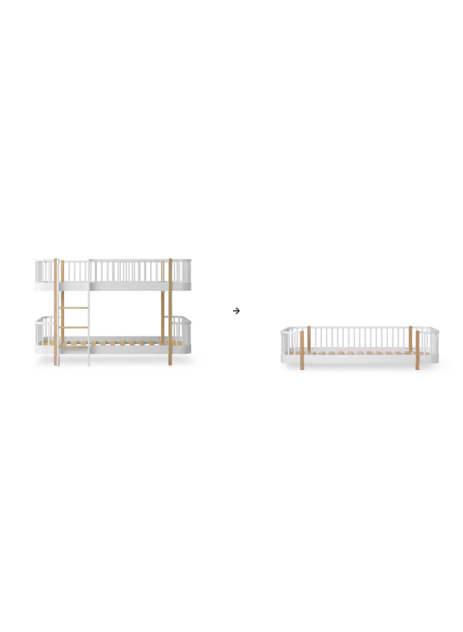 Conversion Kit - Original bunk bed to floor bed, white/oak