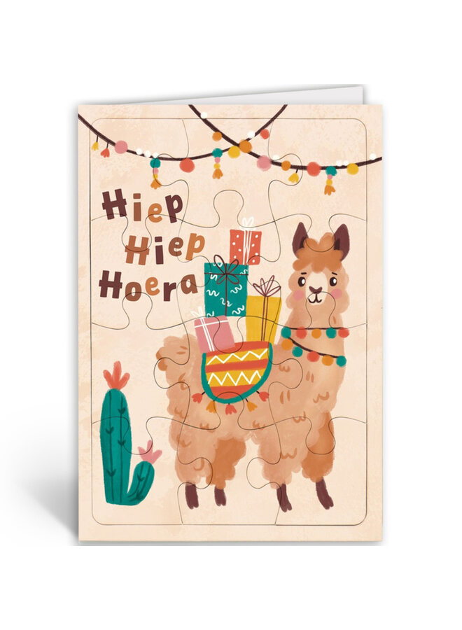 Puzzelwenskaart - Hiep hiep hoera 9302