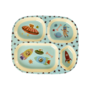 rice - Melamine bord met 4 compartimenten – Zacht blauw dogs in space