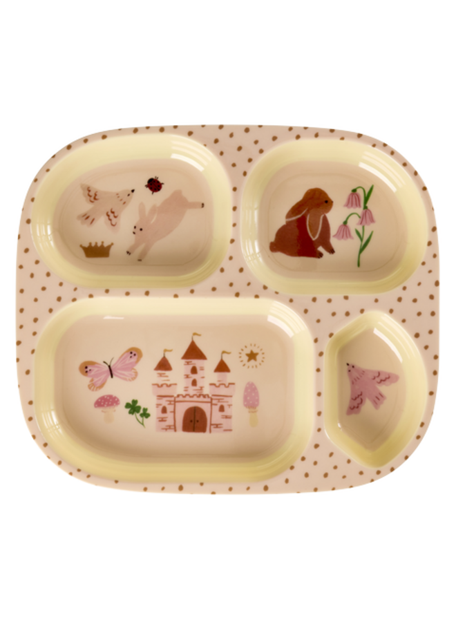 rice - Melamine bord met 4 compartimenten – Zacht roze fairytale