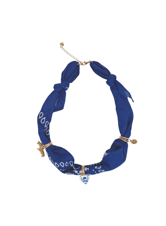 Feestbeest - Bandana ketting - Blauw met hart