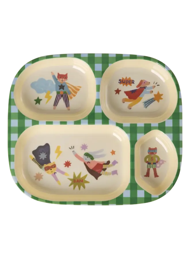 rice - Kinderbord met 4 compartimenten - Groen hero print
