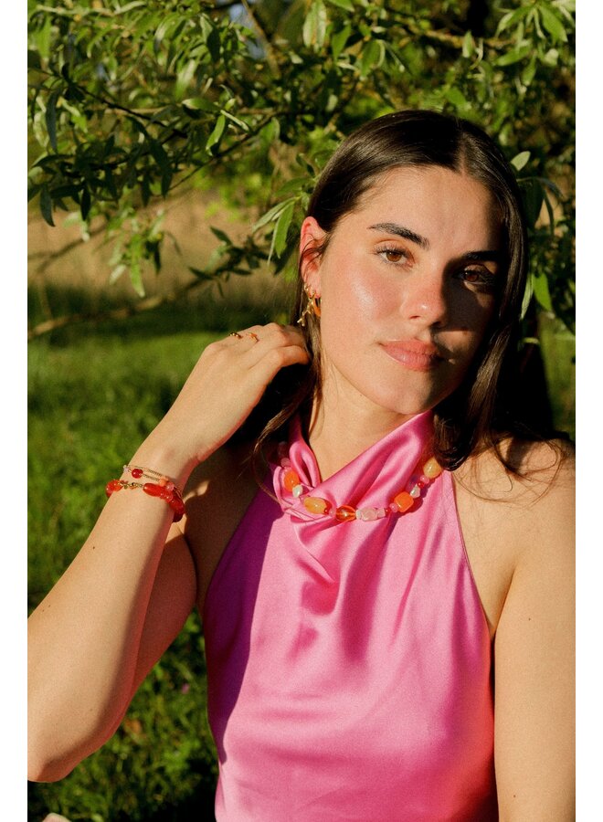 Mable. - Gold coral oorbel