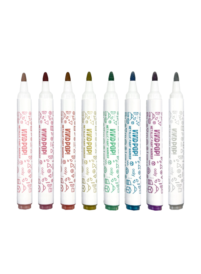 Ooly - 130-119 Vivid pop! - Water-based paint markers: metallic - Set of 8