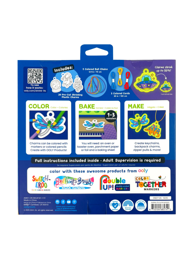 Ooly - 161-172 Shrink-Its! D.I.Y. shrink art kit - Glow buddies