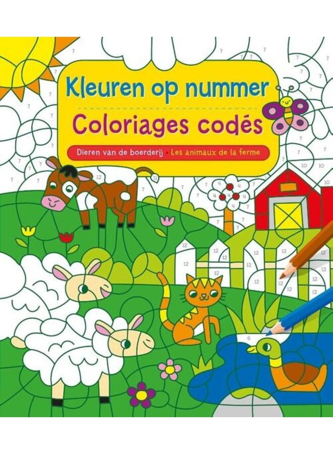 Dieren van de boerderij - Kleuren op nummer