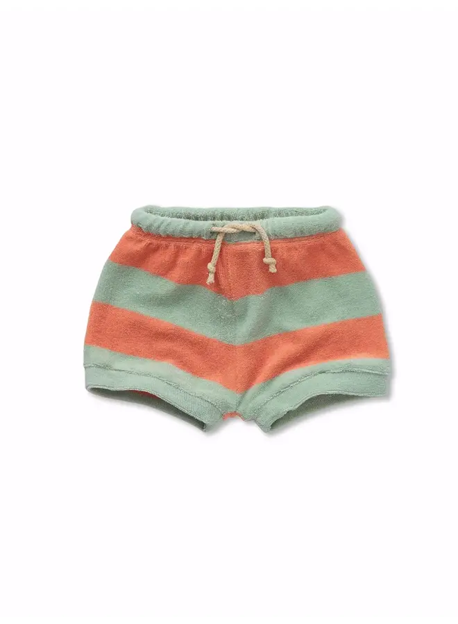 Sproet & Sprout - Terry baby shorts stripes - Silt green