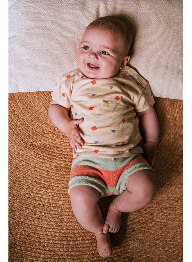 Sproet & Sprout - Terry baby shorts stripes - Silt green