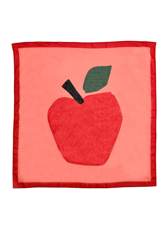 Chiffon bandana - Pink & red w/ apple print