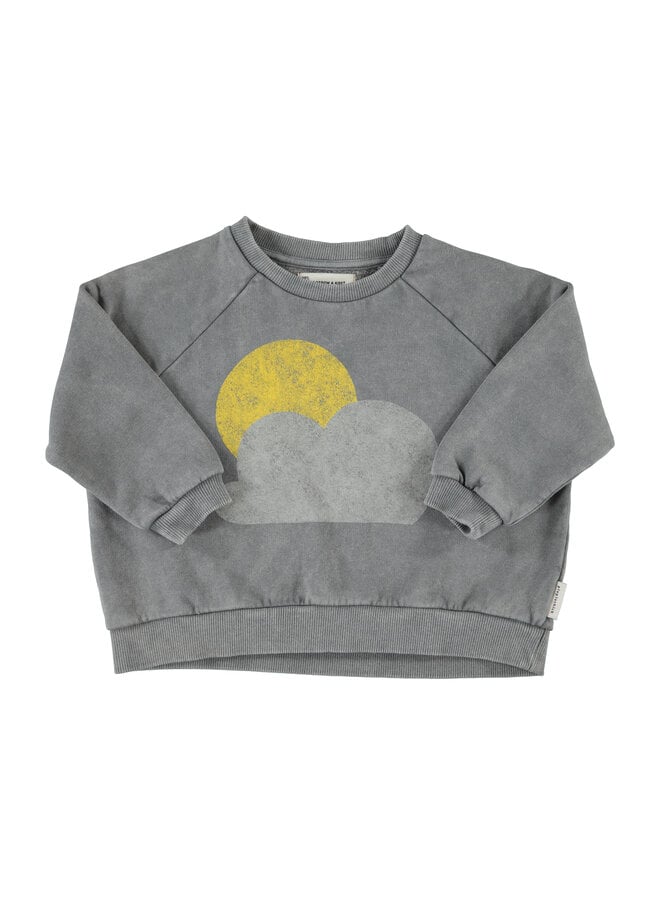 Piupiuchick - Sweatshirt - Grey w/ sun & cloud print