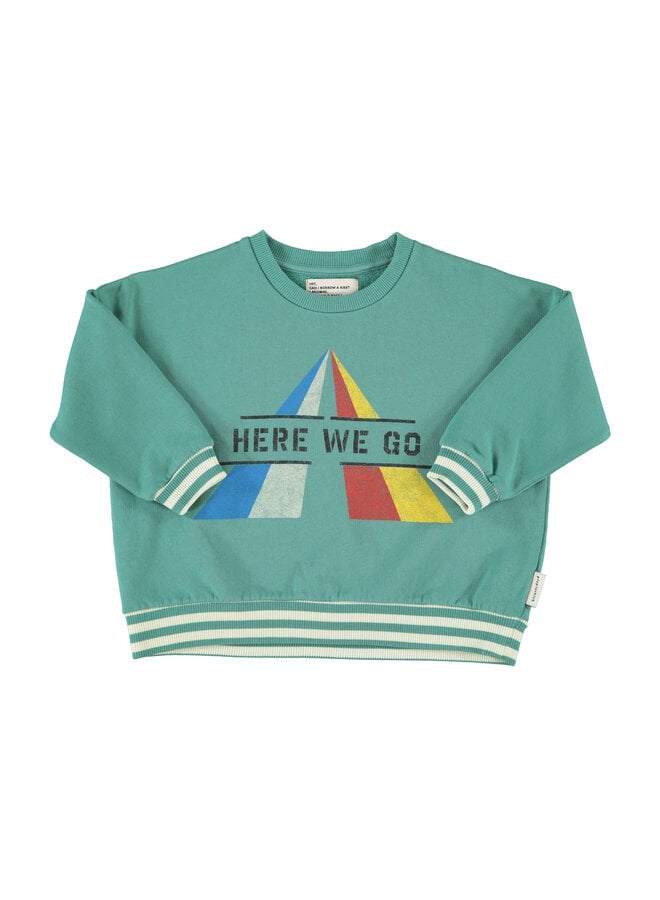 Piupiuchick - Sweatshirt - Green w/ "here we go" print