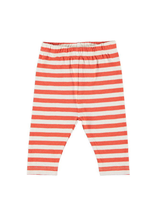 Baby leggings - Red & ecru stripes