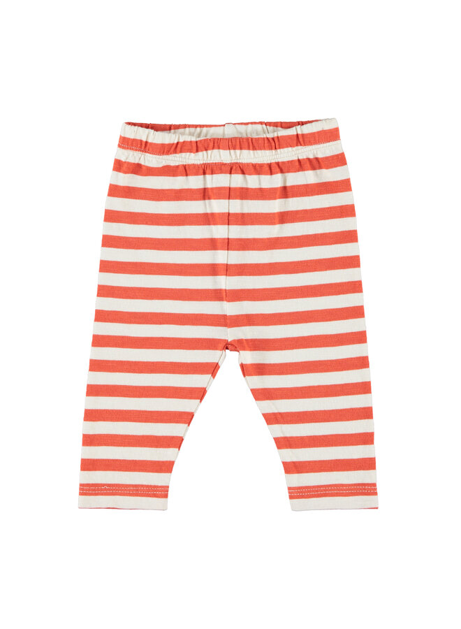 Piupiuchick - Baby leggings - Red & ecru stripes