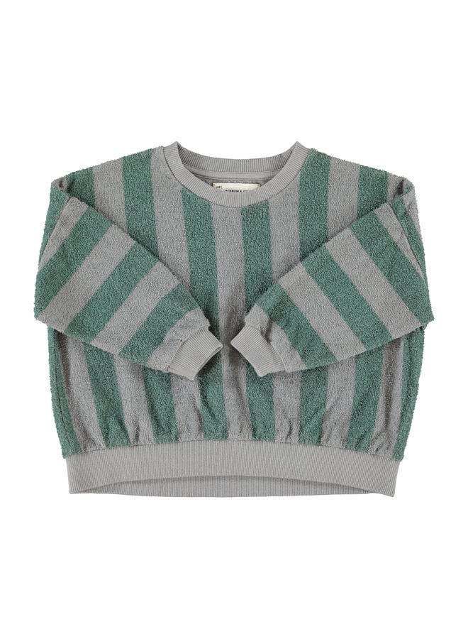 Sweatshirt - Grey & green stripes