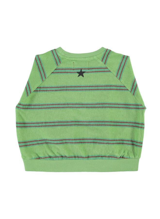 Piupiuchick - Terry cotton sweatshirt - Green w/ double stripes