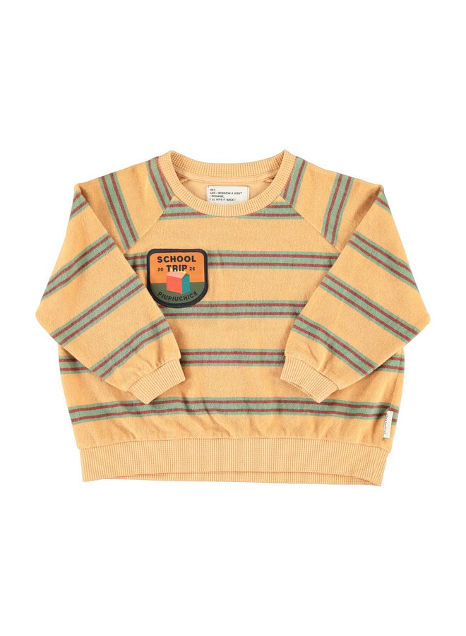 Piupiuchick - Terry cotton sweatshirt - Sand w/ double stripes