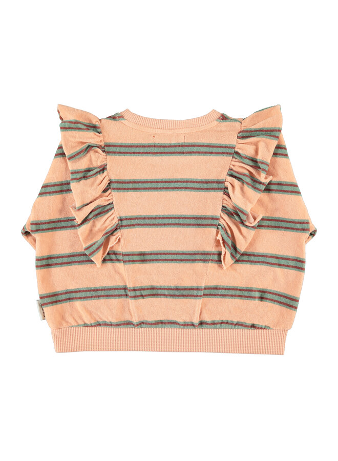 Piupiuchick - Terry cotton sweatshirt - Light pink w/ double stripes