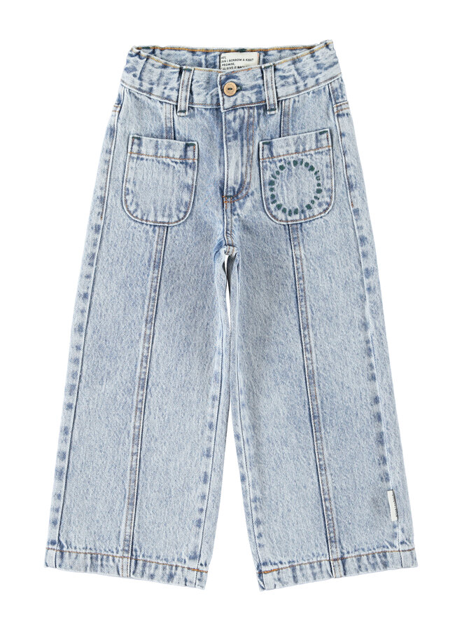 Piupiuchick - Flare trousers  - Fadded light blue denim