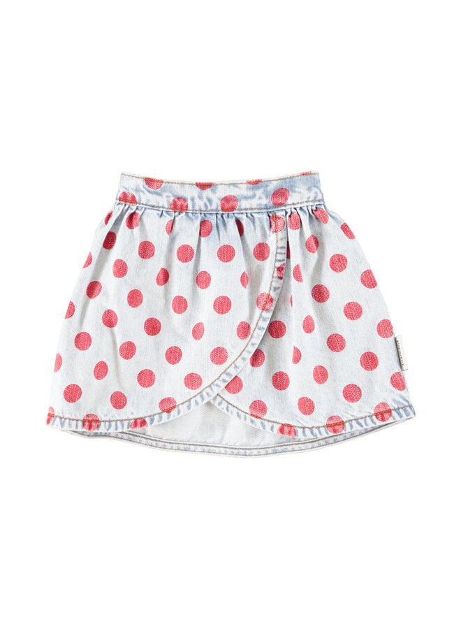 Piupiuchick - Short skirt - Light blue denim w/ red dots
