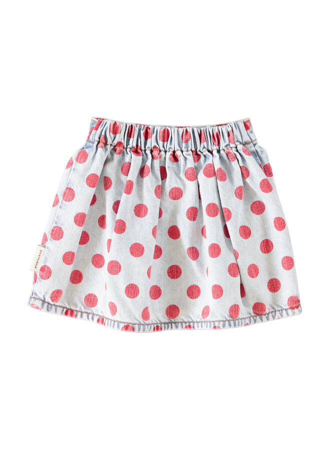 Piupiuchick - Short skirt - Light blue denim w/ red dots