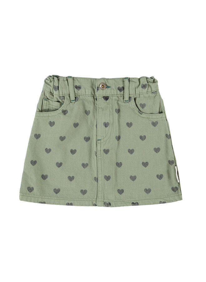 Piupiuchick - Short skirt - Olive green w/ black hearts