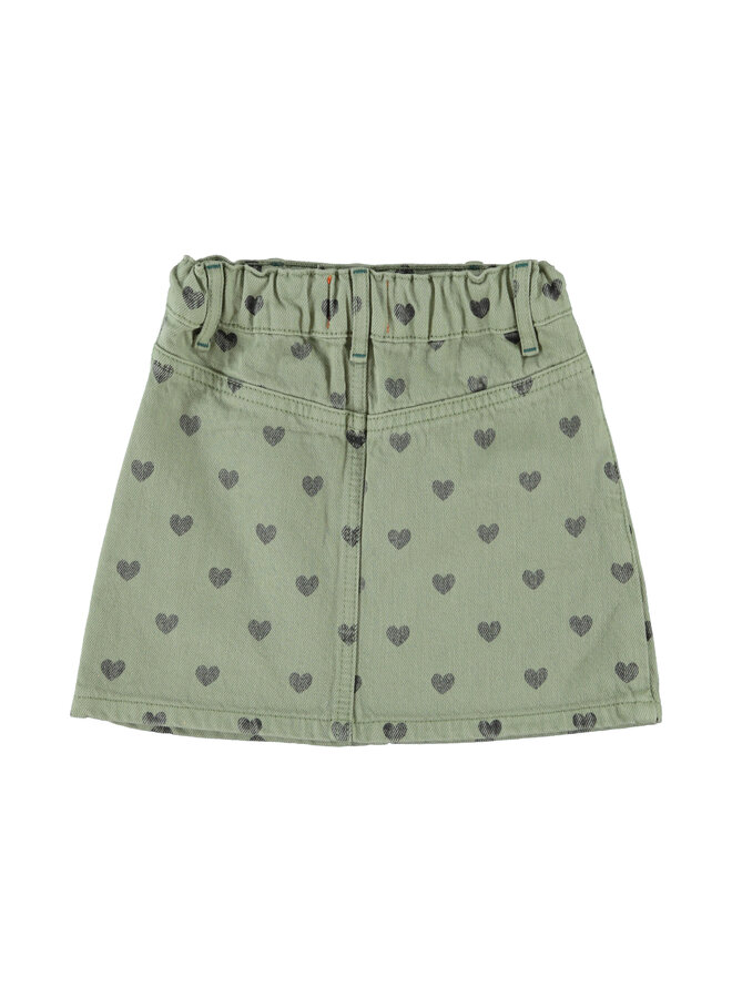 Piupiuchick - Short skirt - Olive green w/ black hearts