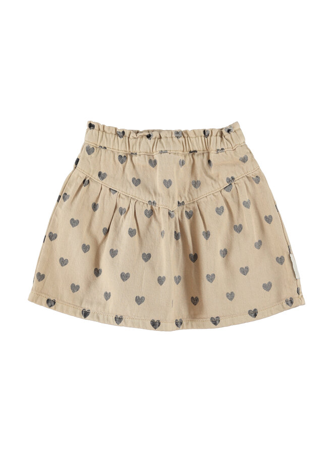 Short skirt - Beige w/ black hearts