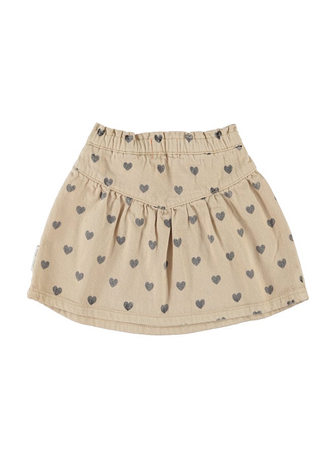 Piupiuchick - Short skirt - Beige w/ black hearts