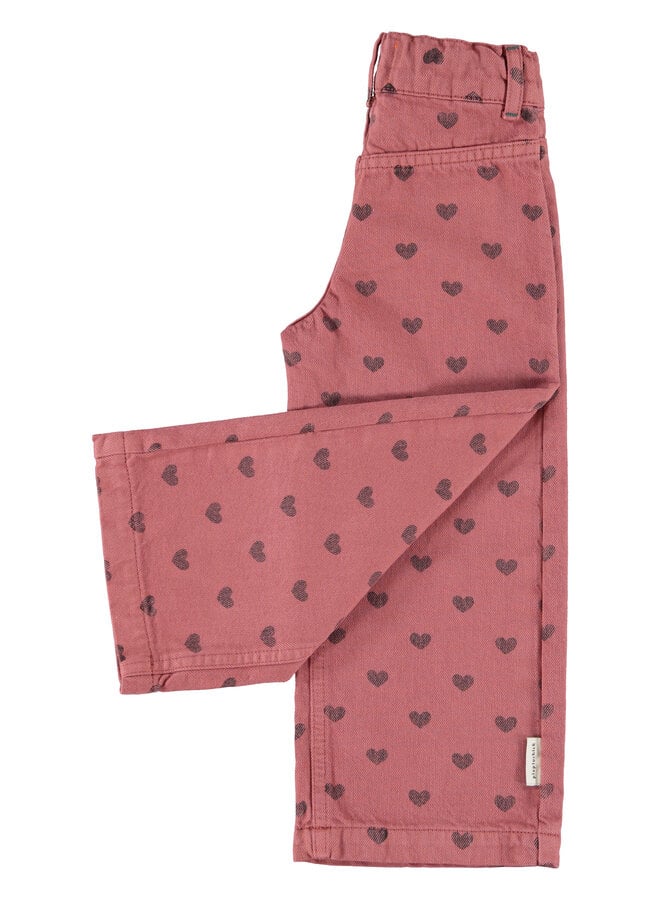 Piupiuchick - Flare trousers - Pink w/ black hearts