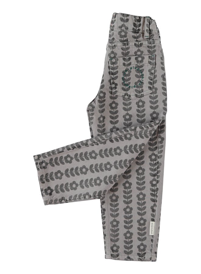 Piupiuchick - Mom fit trousers - Grey w/ black flowers