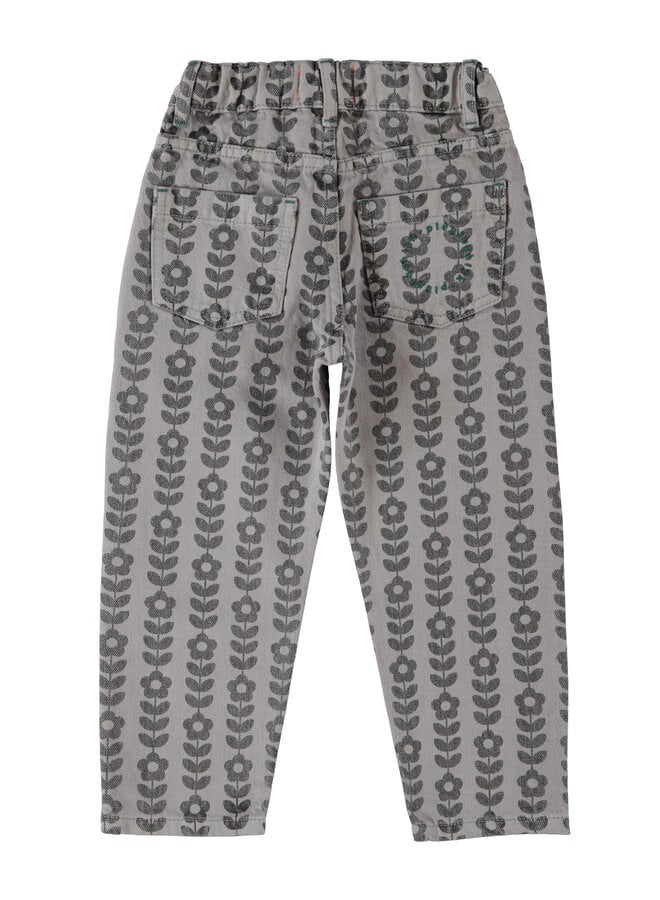 Piupiuchick - Mom fit trousers - Grey w/ black flowers