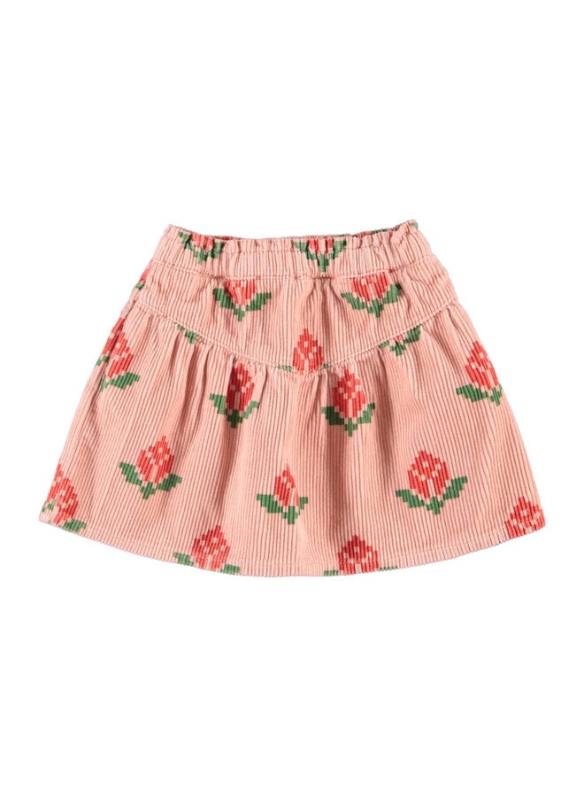 Short skirt - Pink w/ big flowers