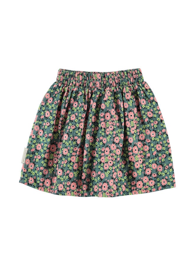 Short skirt - Green w/ multicolor flowers