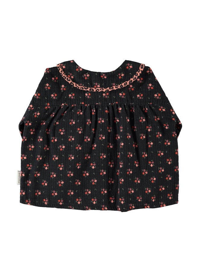 Piupiuchick - Peter Pan collar blouse - Black w/ flowers