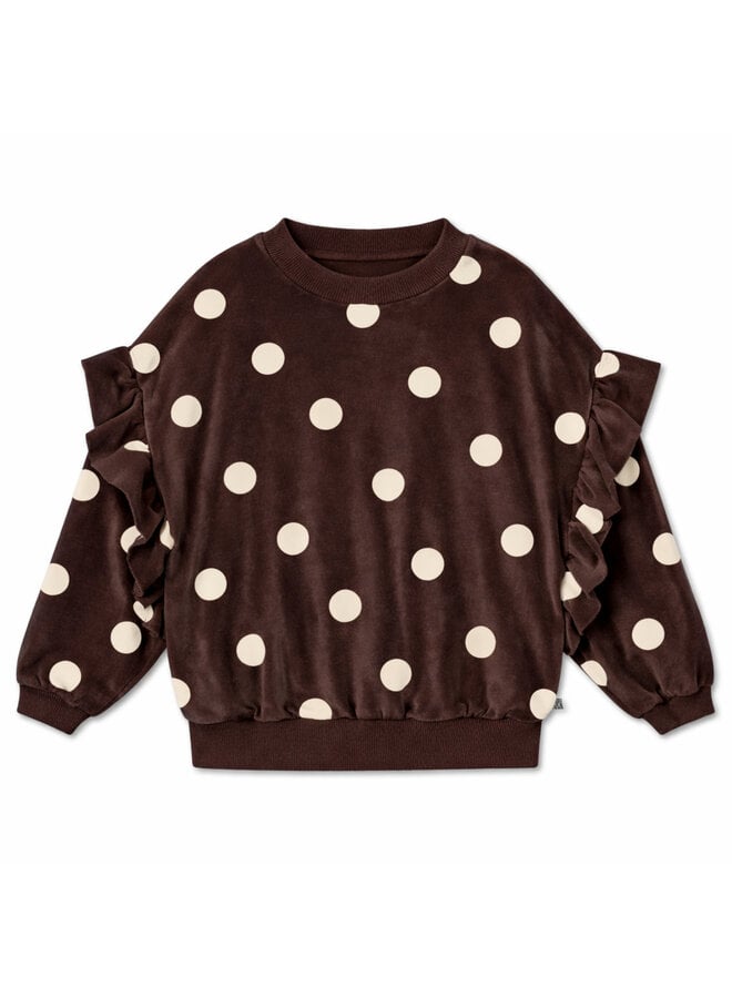 Ruffle sweater - Chocolate polka dot