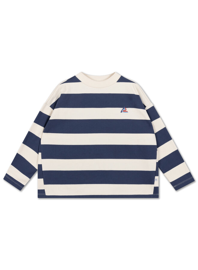 Boxy sweater - Eclipse blue block stripe